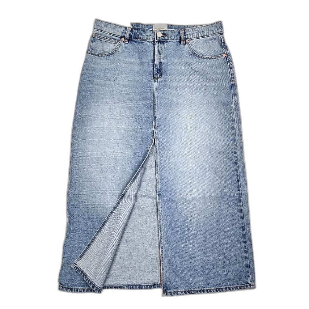 Jean Skirt Abrand Denim Maxi Denim Skirt Sylvie Light Wash Blue Slit size 29 - Picture 2 of 14